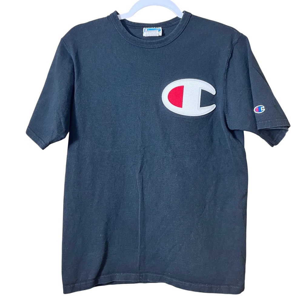Champion Heritage Mens Black Big C Logo T-Shirt Medium Short Sleeve Cotton Tee‎ - Picture 1 of 5